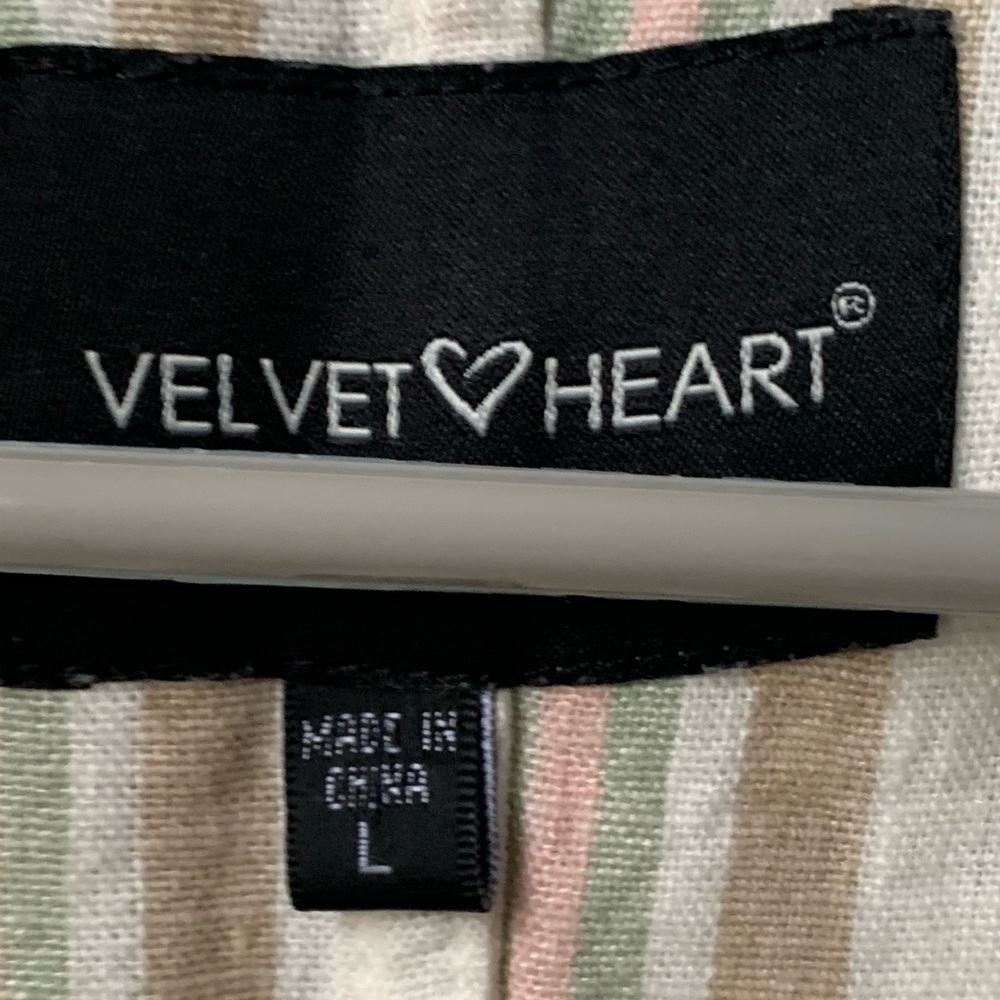 VELVET HEART Women’s Cream w/ Pale Pink Green & Tan Stripes Long Sleeve Jacket - Picture 2 of 8